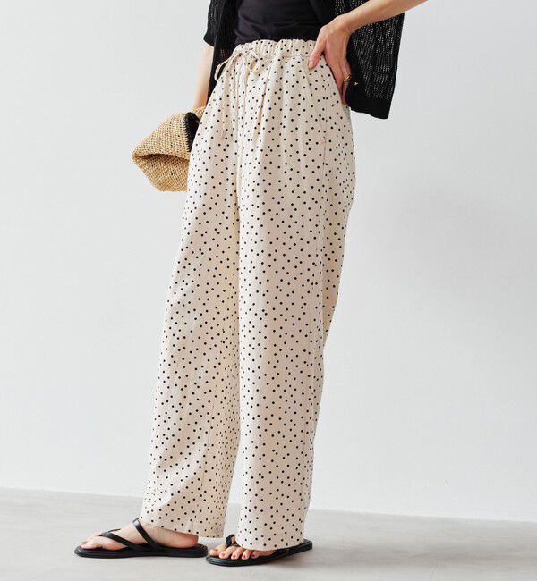 UNITED ARROWS green label relaxing「BREEZE LINEN ブリーズリネン ワイド パンツ オフホワイト ドット」|その他|