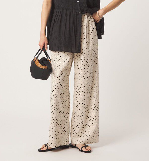 UNITED ARROWS green label relaxing「BREEZE LINEN ブリーズリネン ワイド パンツ オフホワイト ドット」|その他|