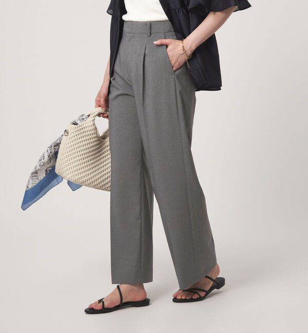 UNITED ARROWS green label relaxing「［size SHORT/TALLあり］トリアセ ワイドストレート パンツ」|スラックス|DK.GRAY