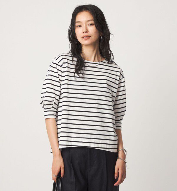 UNITED ARROWS green label relaxing「フォルム スリーブ ボーダー Tシャツ」|Tシャツ・カットソー|OFF WHITE