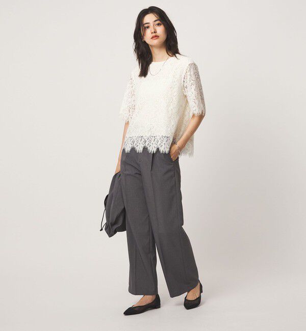 UNITED ARROWS green label relaxing「レース 5分袖 ブラウス」|シャツ・ブラウス|