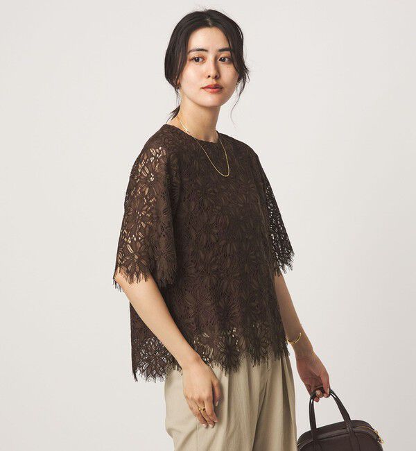 UNITED ARROWS green label relaxing「レース 5分袖 ブラウス」|シャツ・ブラウス|