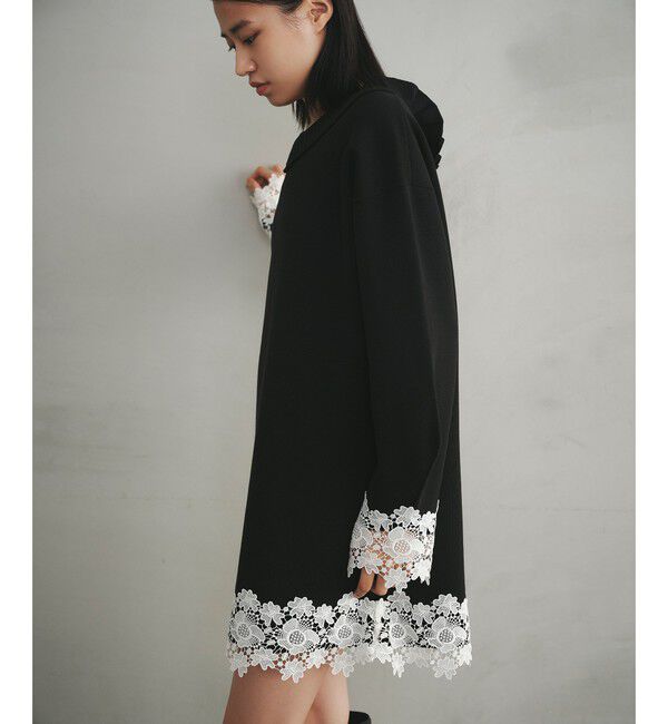 EMMEL REFINES「＜EMMEL REFINES＞EM レーストリミング ミニワンピース」|ワンピース|BLACK