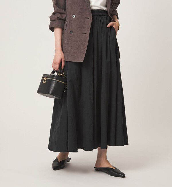 UNITED ARROWS green label relaxing「ボリューム ギャザー スカート」|フレア|BLACK