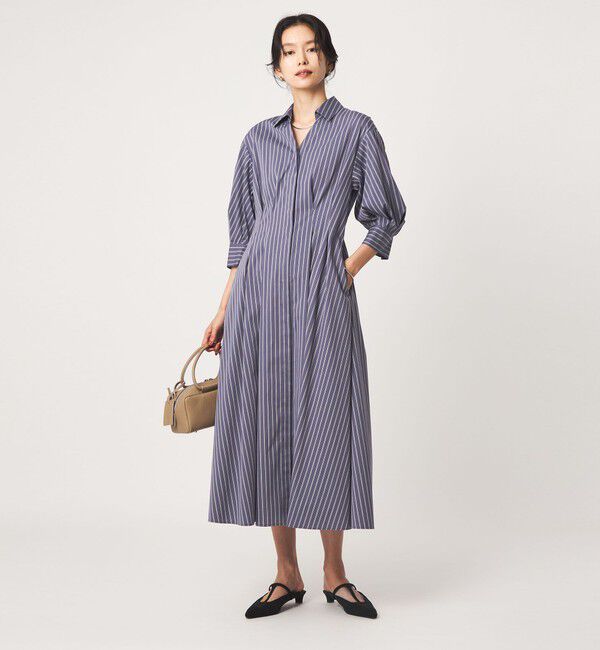 UNITED ARROWS green label relaxing「［size SHORTあり］シャツ襟 フィット＆フレア タック 5分袖 ワンピース」|ワンピース|その他1