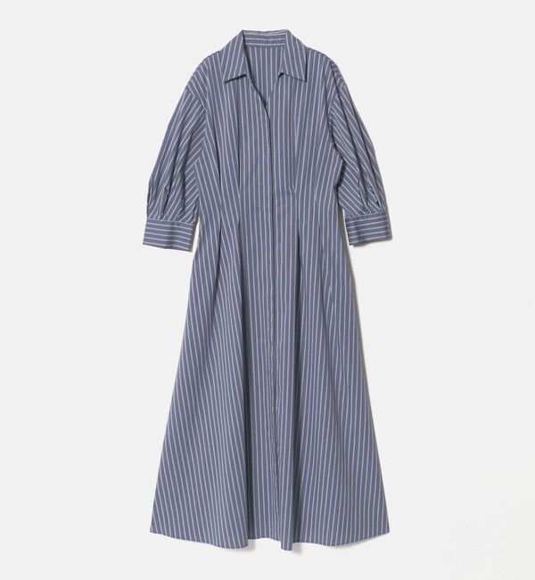 UNITED ARROWS green label relaxing「［size SHORTあり］シャツ襟 フィット＆フレア タック 5分袖 ワンピース」|ワンピース|