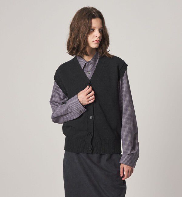 STEVEN ALAN「＜Steven Alan＞コットン ナイロン Vネック ベスト」|ベスト・ジレ|
