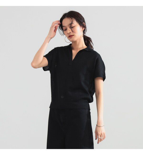 Demi-Luxe BEAMS 「SLOANE / 10ゲージ スキッパー ハーフスリーブ ニット」|ニット・セーター|