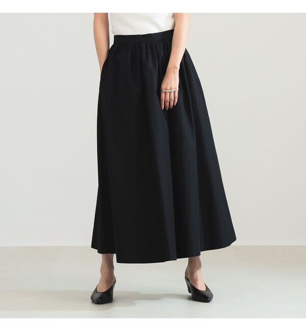 Demi-Luxe BEAMS 「コットン ナイロン タック ギャザー スカート」|スカート|BLACK