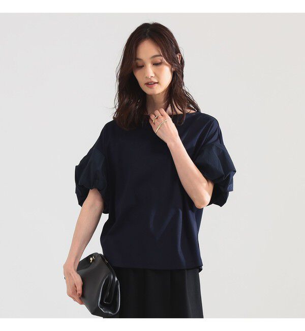 Demi-Luxe BEAMS 「タフタ バルーンスリーブ プルオーバー」|Tシャツ・カットソー|NAVY