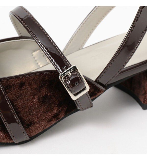 Ray BEAMS 「ベロア ダブル ストライプ ミュール」|パンプス|