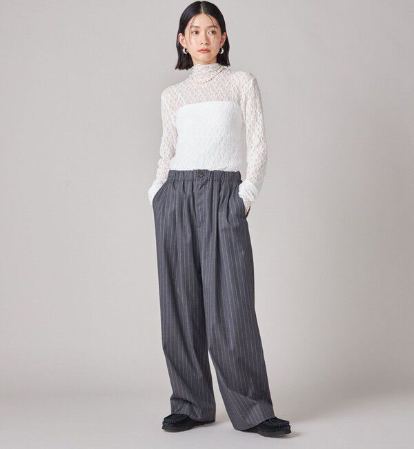 SHIPS for women「SHIPS NINE CASE:〈手洗い可能〉シアー レース ハイネック プルオーバー」|Tシャツ・カットソー|