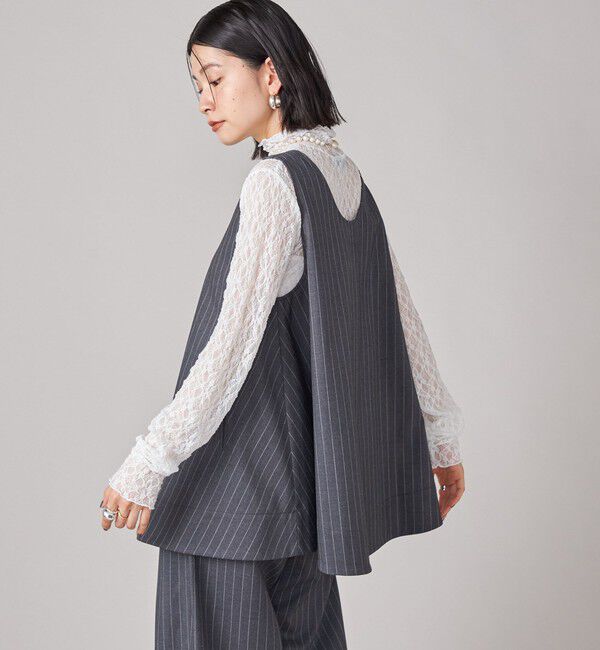 SHIPS for women「SHIPS NINE CASE:〈手洗い可能〉シアー レース ハイネック プルオーバー」|Tシャツ・カットソー|