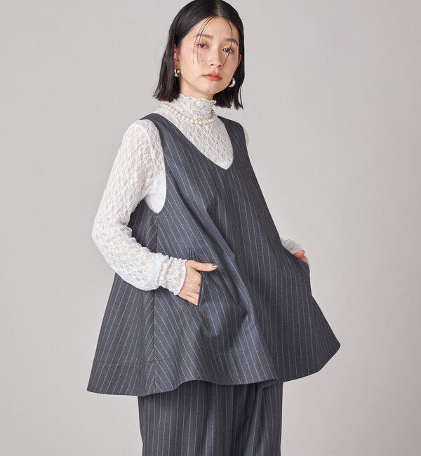 SHIPS for women「SHIPS NINE CASE:〈手洗い可能〉シアー レース ハイネック プルオーバー」|Tシャツ・カットソー|