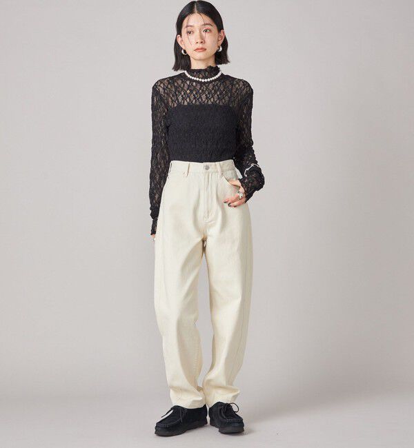 SHIPS for women「SHIPS NINE CASE:〈手洗い可能〉シアー レース ハイネック プルオーバー」|Tシャツ・カットソー|