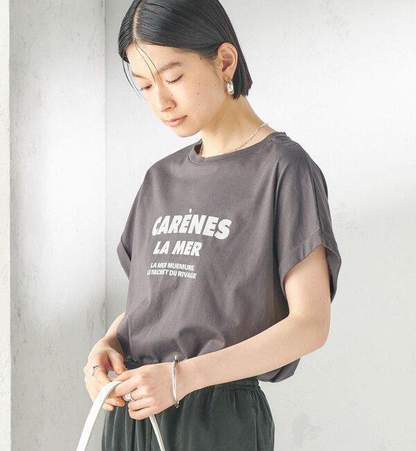 SHIPS for women「メルティ コットン プリント ロゴ ショート スリーブ Tシャツ」|Tシャツ・カットソー|ダークグレー