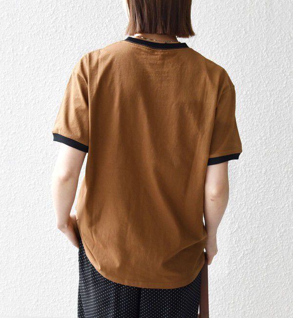 SHIPS any「《一部追加予約》【SHIPS any別注】THE KNiTS:〈洗濯機可能〉ロゴ プリント リンガー TEE」|Tシャツ・カットソー|