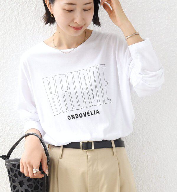 SHIPS for women「《予約》メルティ コットン ロゴ ロング スリーブ TEE」|Tシャツ・カットソー|ホワイト