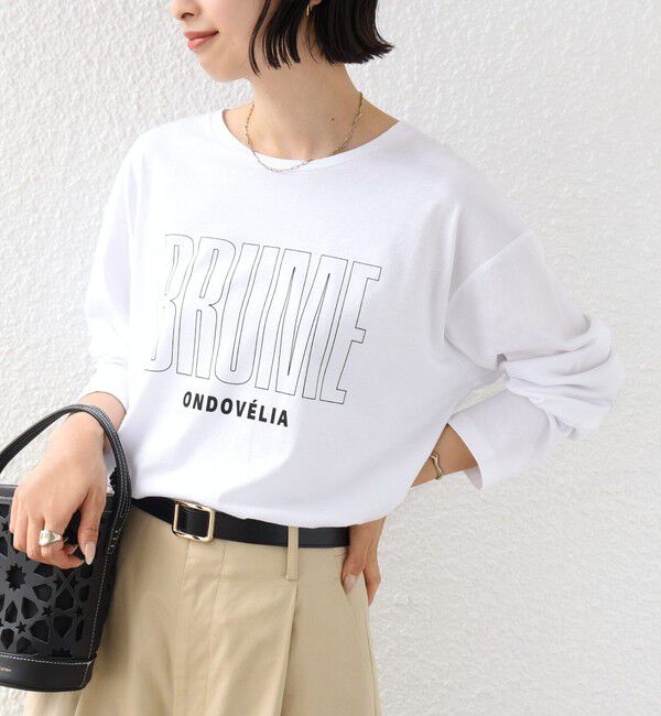 SHIPS for women「《予約》メルティ コットン ロゴ ロング スリーブ TEE」|Tシャツ・カットソー|