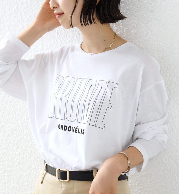 SHIPS for women「《予約》メルティ コットン ロゴ ロング スリーブ TEE」|Tシャツ・カットソー|