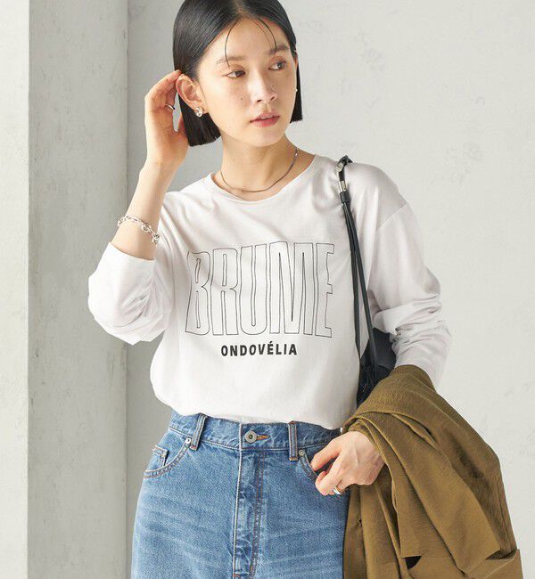 SHIPS for women「《予約》メルティ コットン ロゴ ロング スリーブ TEE」|Tシャツ・カットソー|