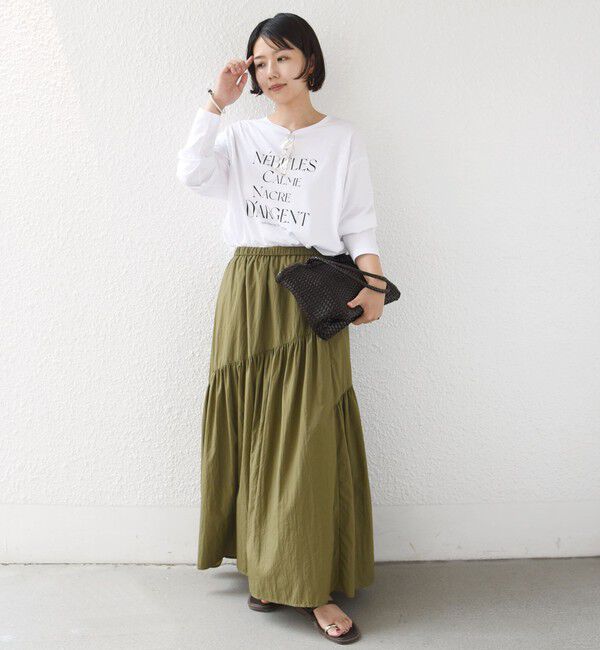 SHIPS for women「《予約》メルティ コットン ロゴ ロング スリーブ TEE」|Tシャツ・カットソー|