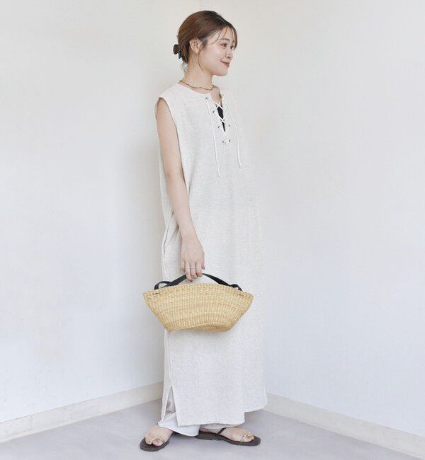 SHIPS for women「〈手洗い可能〉ランダム パイル レースアップ ワンピース」|ワンピース|