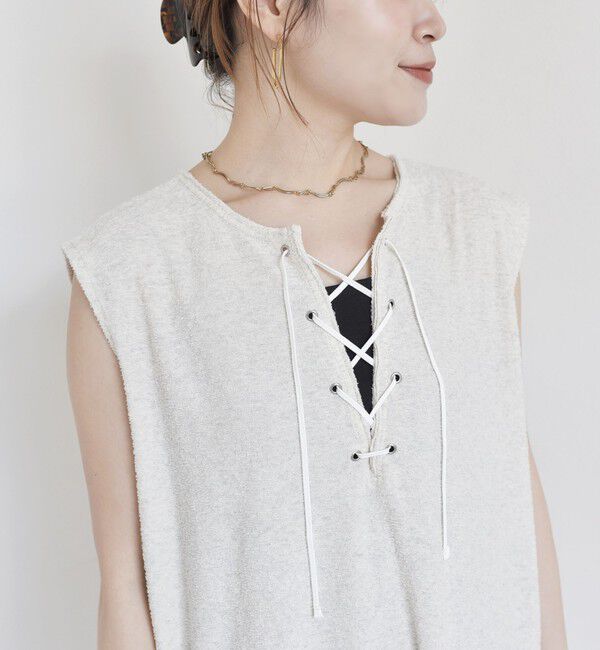 SHIPS for women「〈手洗い可能〉ランダム パイル レースアップ ワンピース」|ワンピース|