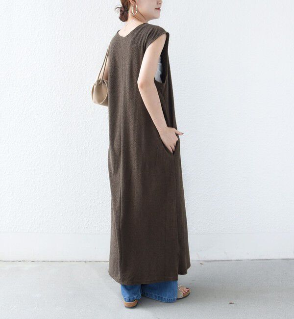 SHIPS for women「〈手洗い可能〉ランダム パイル レースアップ ワンピース」|ワンピース|