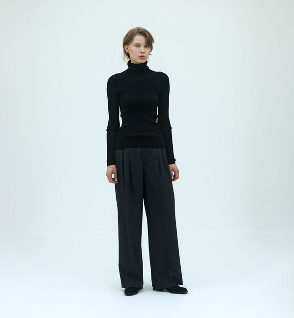 GALERIE VIE「【WEB先行予約】ライトフラノストレッチ タックストレートパンツ」|スラックス|
