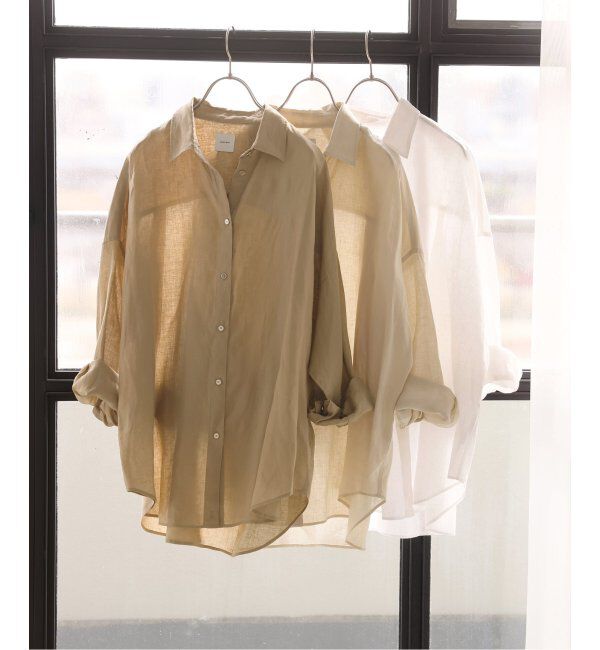 Spick and Span「《全15色 / 追加》 80リネンカシュクール ビッグシャツ」|シャツ・ブラウス|