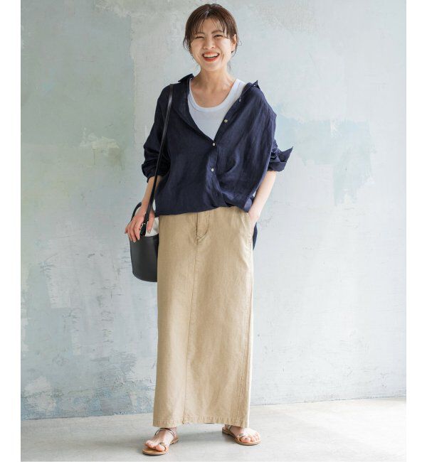 Spick and Span「《全15色 / 追加》 80リネンカシュクール ビッグシャツ」|シャツ・ブラウス|