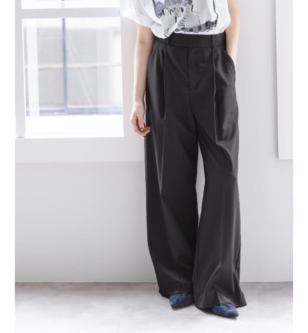 NOBLE「《追加》エステルツイルストレッチスラックスパンツ」|スラックス|ブラック