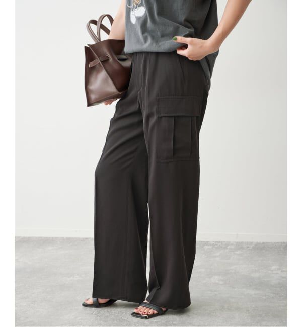 Spick and Span「《予約》スエードサテンカーゴパンツ」|カーゴ|ブラック