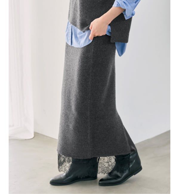 Spick and Span「《一部店舗+WEB限定予約》レースニットタイトスカート」|スカート|