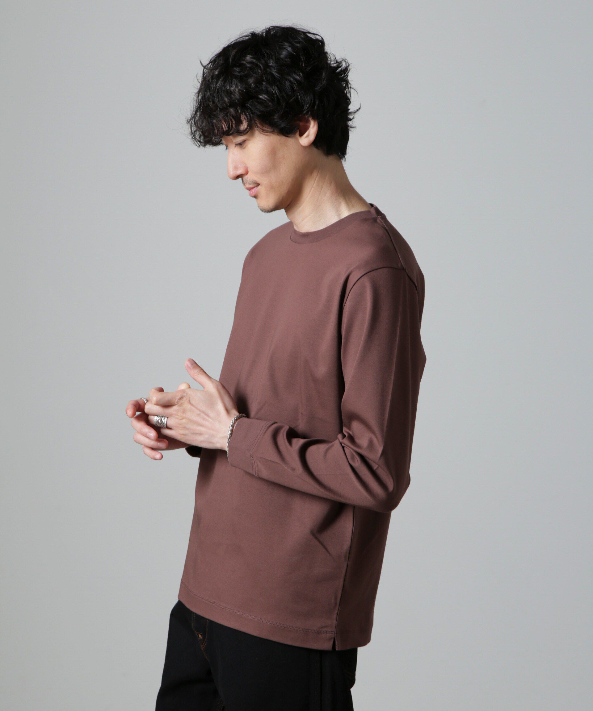 NANO universe「アンチスメルクルーネックTシャツ 長袖」|Tシャツ・カットソー|