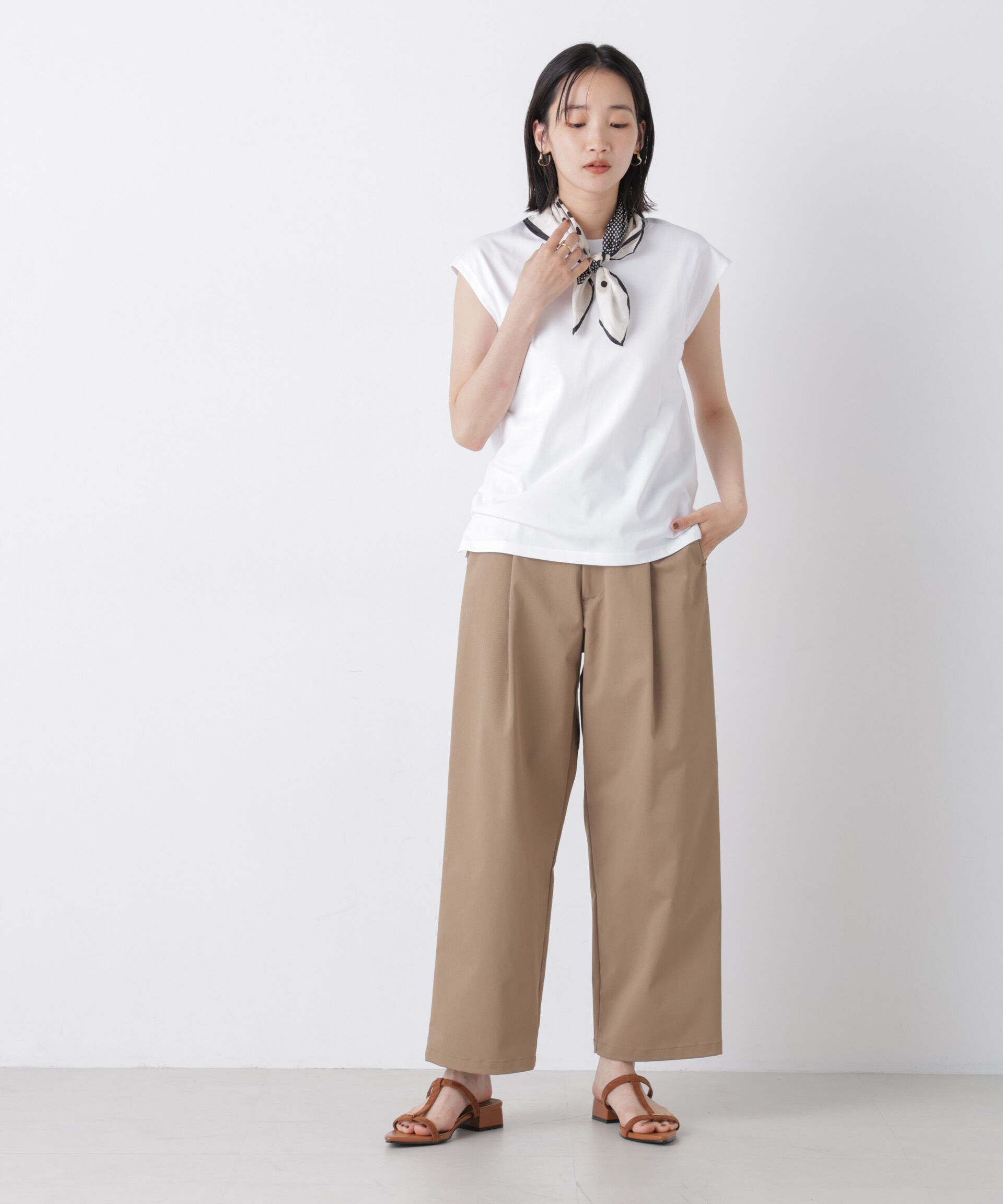 NANO universe「気化冷却機能 ノースリーブクルーネックトップス」|Tシャツ・カットソー|