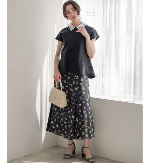 組曲「【加藤ローサさん着用】フレンチテリー 刺繍襟 ペプラムカットソー」|Tシャツ・カットソー|