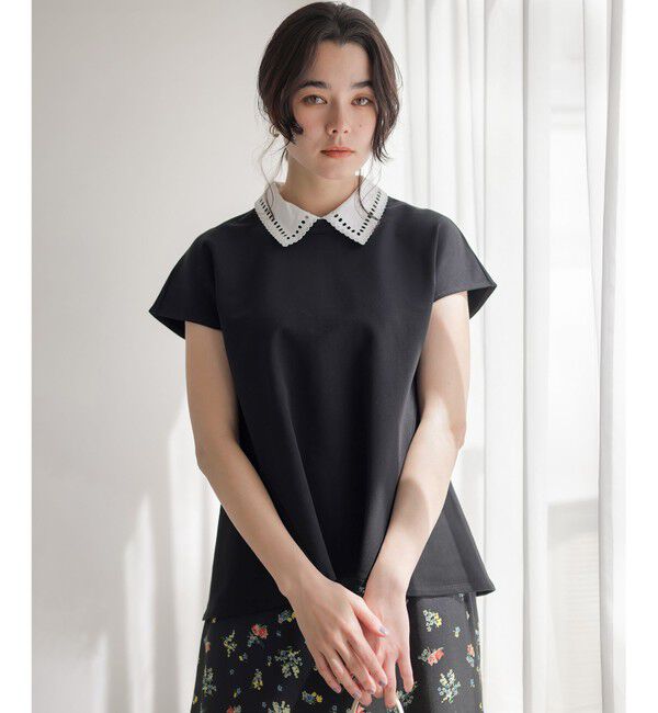 組曲「【加藤ローサさん着用】フレンチテリー 刺繍襟 ペプラムカットソー」|Tシャツ・カットソー|