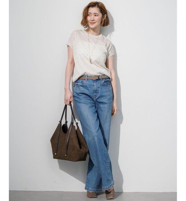 23区「【WEB&一部店舗限定カラーあり】シアードット フレンチスリーブ ニット」|ニット・セーター|