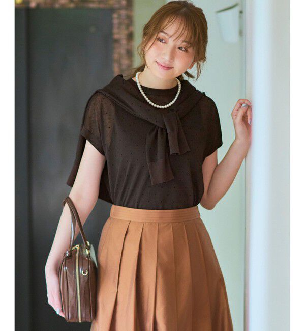 23区「【WEB&一部店舗限定カラーあり】シアードット フレンチスリーブ ニット」|ニット・セーター|ﾀﾞｰｸﾌﾞ
