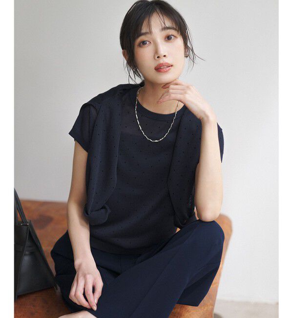 23区「【WEB&一部店舗限定カラーあり】シアードット フレンチスリーブ ニット」|ニット・セーター|[WEB&一部店舗限