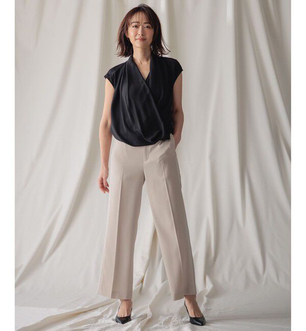 BEIGE,「【人気シリーズ】OLIVE / カシュクールフレンチスリーブブラウス」|シャツ・ブラウス|