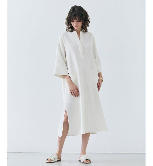 BEIGE,「【洗える】RUE / クロスオーバーVネックワンピース」|ワンピース|Meringue