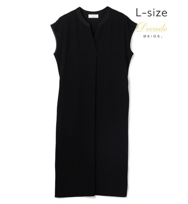 BEIGE,「【Lsize・セットアップ対応】CINDY / 配色ネック フレンチドレス」|ワンピース|Black x Black