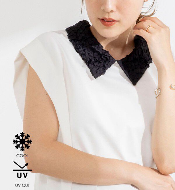 NOLLEY'S「《セットアップ対応/接触冷感》【BECシリーズ】ウォッシャブルハイスペックジャージノースリーブ」|Tシャツ・カットソー|ホワイト
