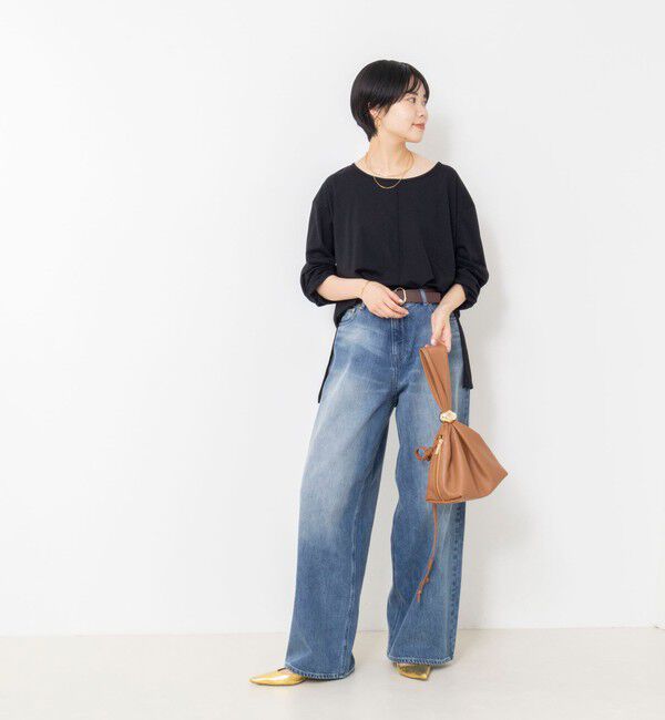 Rie Miller「《UVカット/接触冷感/防シワ》ウォッシャブルツイストスリーブプルオーバー」|Tシャツ・カットソー|