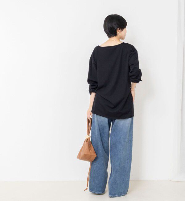 Rie Miller「《UVカット/接触冷感/防シワ》ウォッシャブルツイストスリーブプルオーバー」|Tシャツ・カットソー|