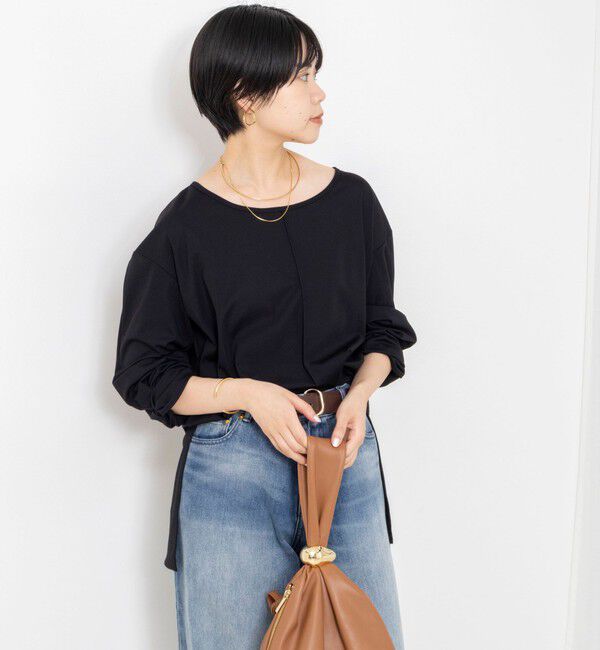 Rie Miller「《UVカット/接触冷感/防シワ》ウォッシャブルツイストスリーブプルオーバー」|Tシャツ・カットソー|
