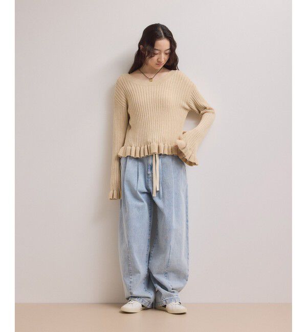 ADAM ET ROPE'「【WEB限定】2タックカーブデニムパンツ」|デニム|